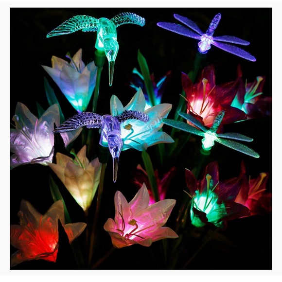 Anpro Outdoor Solar LED 2-pack of 3 Flowers Garden Lights Waterproof - Picture 2 of 16